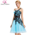 2016 Grace Karin nuevo color sexy corto un hombro barato azul cóctel vestidos de fiesta CL4288-5